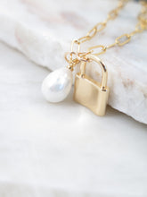 Load image into Gallery viewer, Padlock + Pearl Necklace