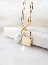 Load image into Gallery viewer, Padlock + Pearl Necklace