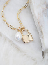 Load image into Gallery viewer, Padlock + Pearl Necklace