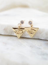Load image into Gallery viewer, Triangle Evil Eye Earrings
