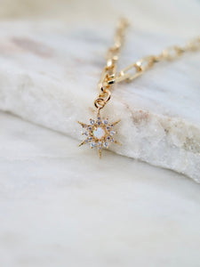 Opal Star Paperclip Chain Necklace