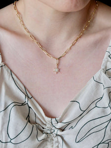 Opal Star Paperclip Chain Necklace