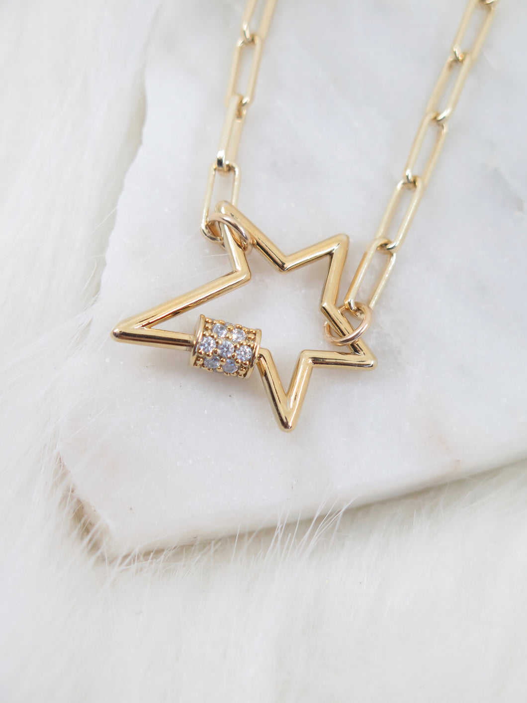 Star Screw Paperclip Chain Necklace