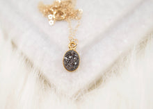 Load image into Gallery viewer, Black Druzy Oval Necklace
