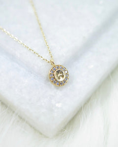Gold Plated Tiny Button Necklace