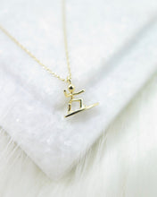 Load image into Gallery viewer, Gold Plated Tiny Surfer Necklace

