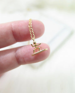 Gold Plated Tiny Surfer Necklace