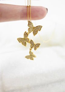 Gold CZ Butterfly Necklace