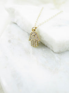 Gold Tiny Hamsa Necklace