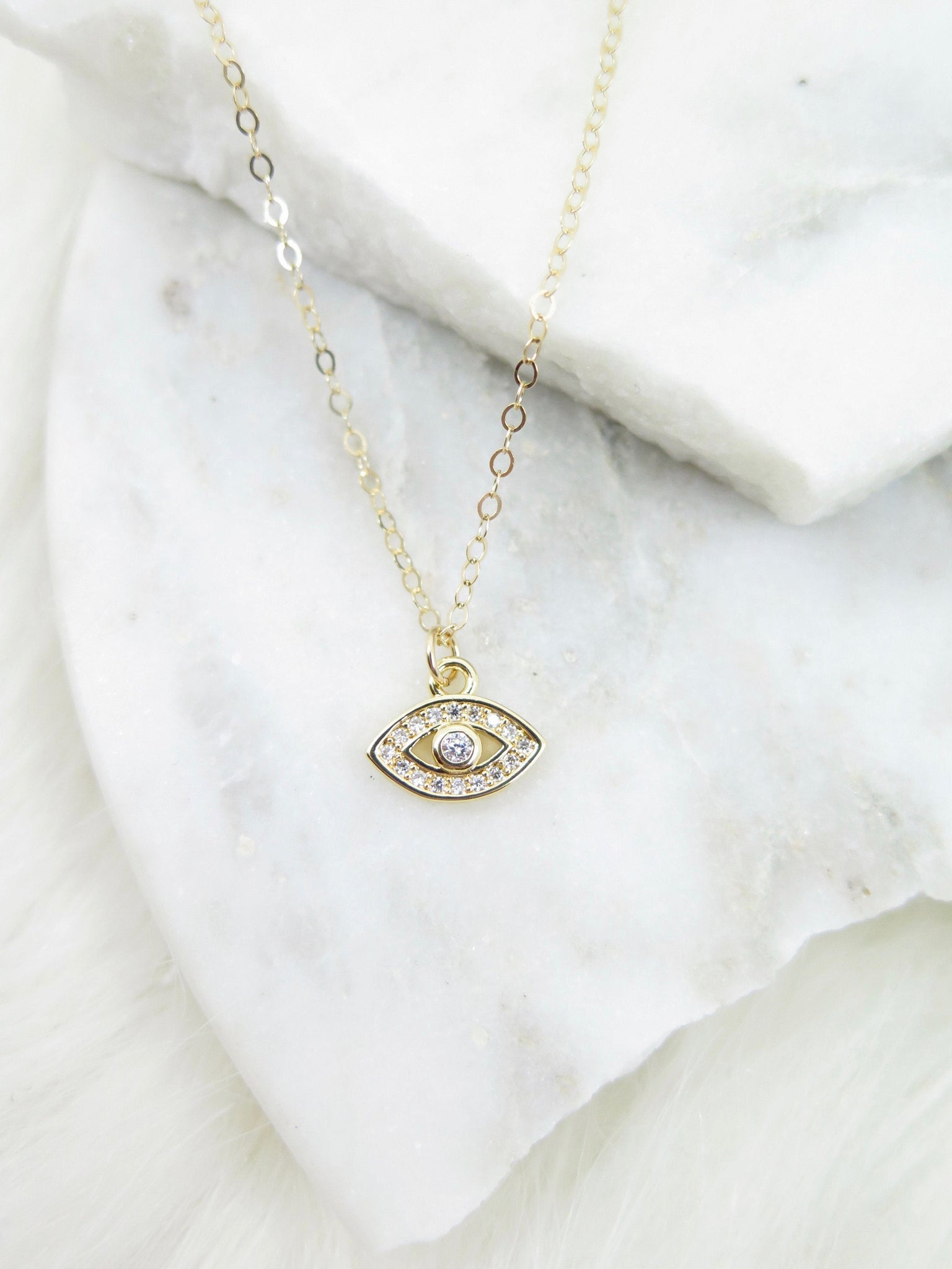 Tiny Evil Eye CZ Necklace – MIKUKUMI