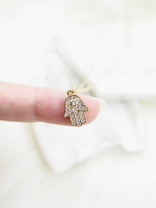 Gold Tiny Hamsa Necklace