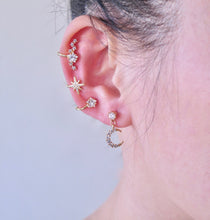 Load image into Gallery viewer, Moon + Star Dangle Earrings
