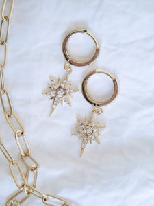 CZ Star Gold Earrings