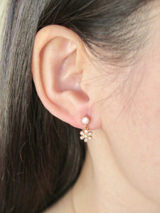 CZ Flower Dangle Earrings