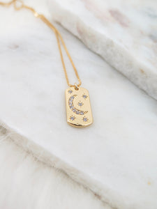 Moon and Star Bar Necklace