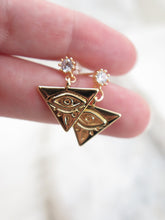 Load image into Gallery viewer, Triangle Evil Eye Earrings
