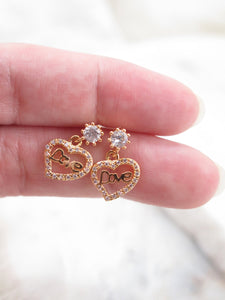 Love Gold Dangle Earrings