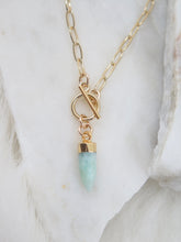 Load image into Gallery viewer, Spike Gemstone Gold Paperclip Necklace
