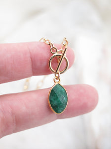 Emerald Gold Paperclip Chain Necklace