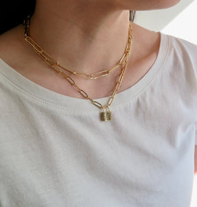 Lock Paperclip Chain Necklace