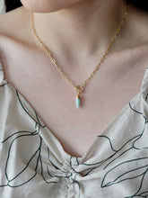 Load image into Gallery viewer, Spike Gemstone Gold Paperclip Necklace
