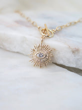Load image into Gallery viewer, Evil Eye Paperclip Chain Necklace
