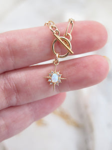 North Star Opal Paperclip Chain Necklace