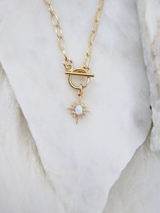 North Star Opal Paperclip Chain Necklace