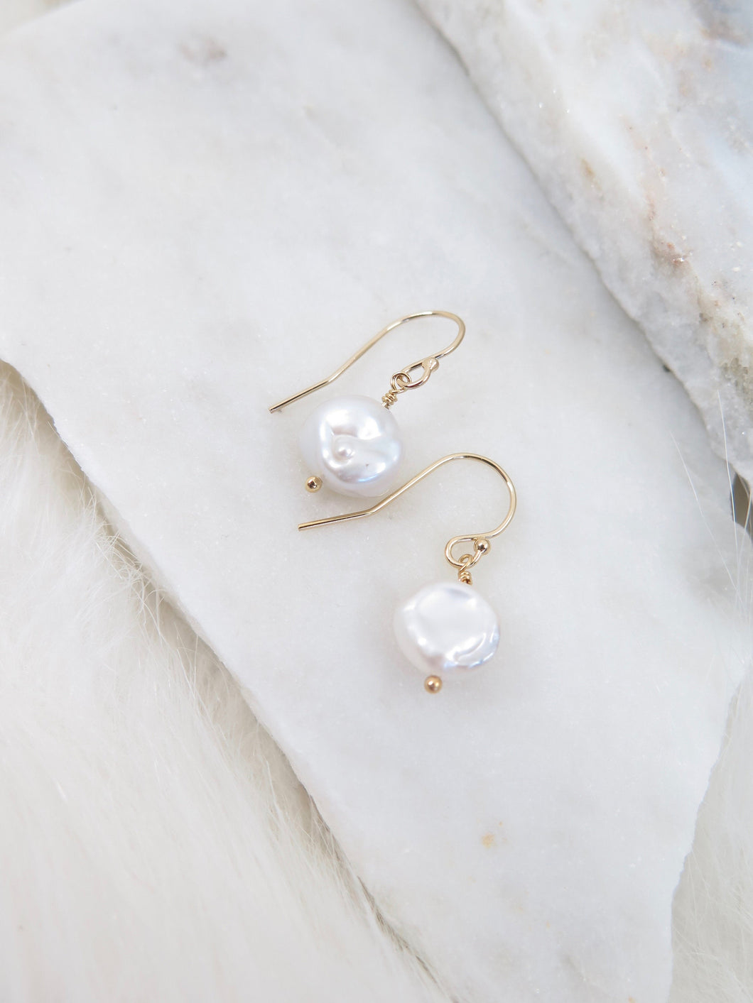 Tiny Pearl Dangle Earrings